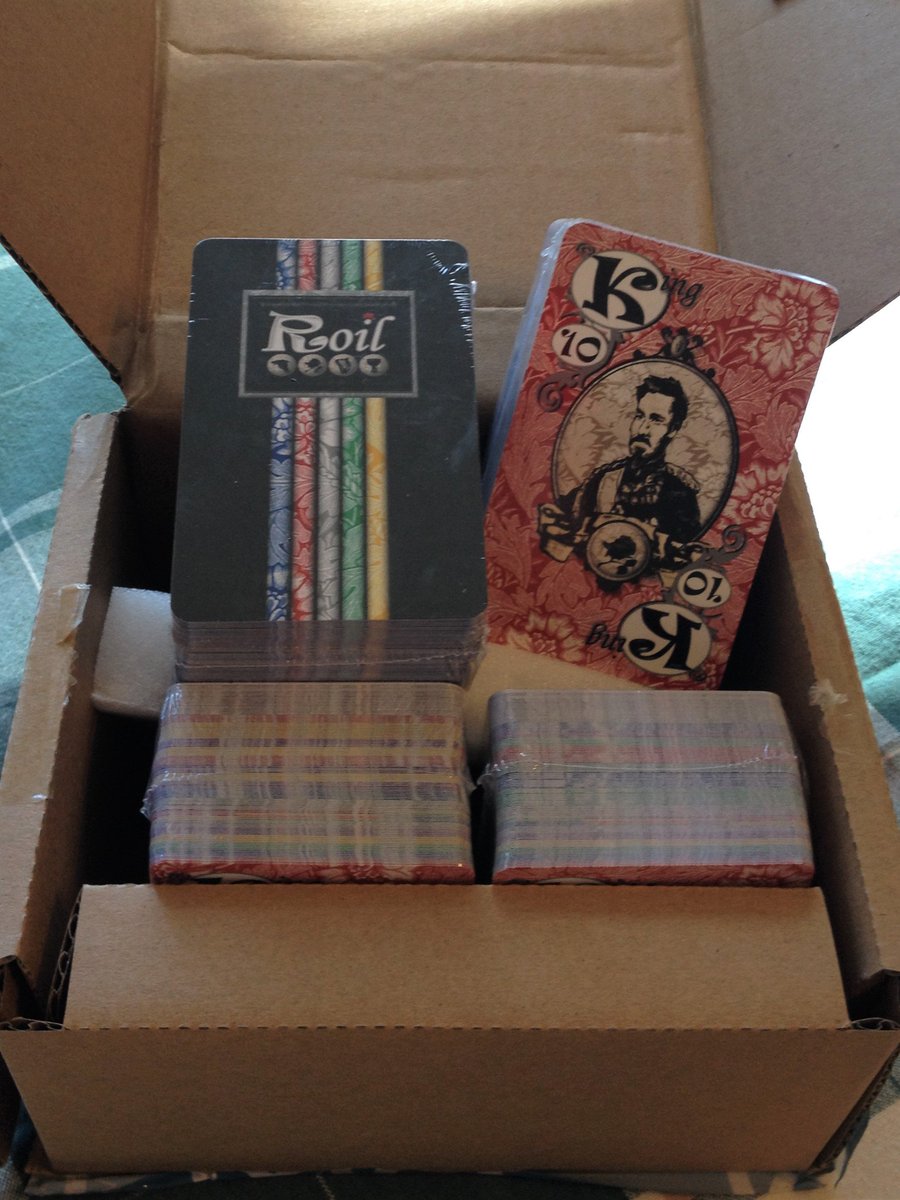 roilcardgame's tweet photo. Guess what arrived today!?!  New Demo Decks!!! I want to throw them on the ground and make a ROIL angel in them! https://t.co/xbF0qwbNGu https://t.co/8iwXAy7BV0