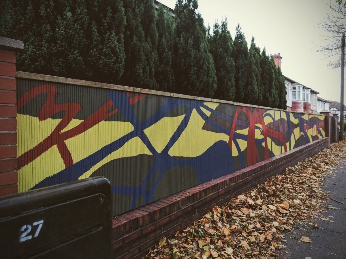 lookagainartist's tweet photo. Finished painting this #shadowtree #mural in OT. Organised by neighbours &amp; funded by a small @TraffordCouncil grant. @loveoldtrafford https://t.co/J6y6mg1LnS