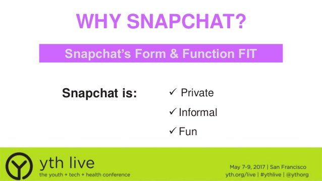 ChelseaSantoli2's tweet photo. Snapchat more desirable than Instagram and Facebook. Why is that? No social pressure, ephemeral, private, and fun! #EDUC5199popculture https://t.co/o6iq4xNdCS