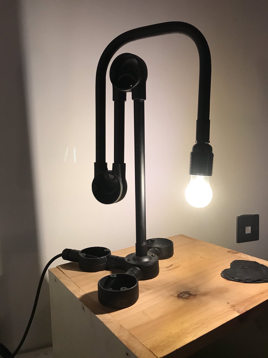 EastElectrical's tweet photo. Showing off one of our hand made  lamps made from left over materials #HandmadeHour #upcycle #lighting #lamps #pipelight https://t.co/1FWDErRdNJ