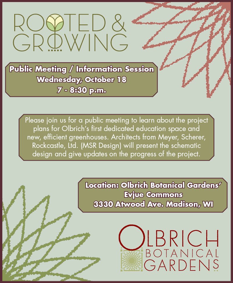 We'd love to see you at our public meeting tonight and we can't wait to tell you about the plans for our new learning center and greenhouse!