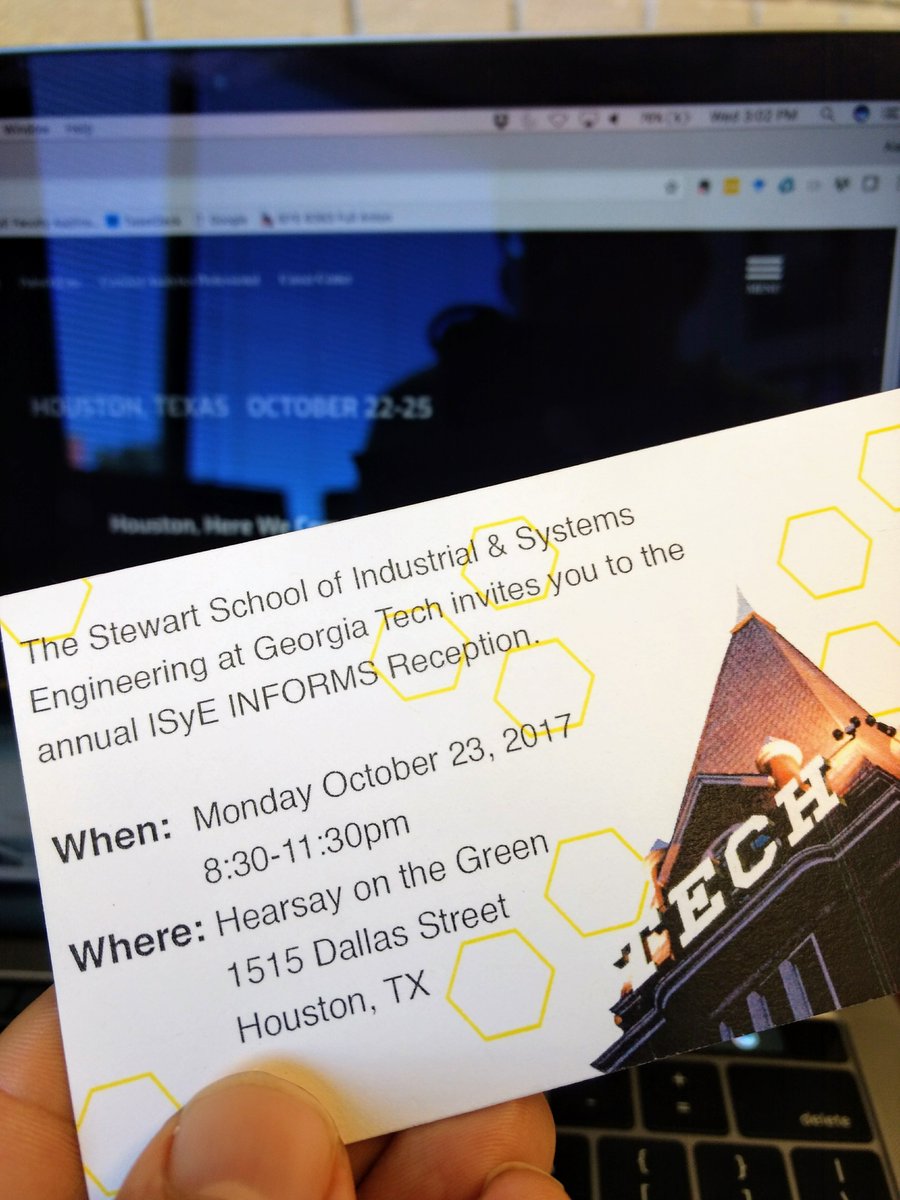 alerera's tweet image. We&apos;re excited to meet up with ISyE alumni and friends Monday night at #INFORMS2017! A fantastic tradition!