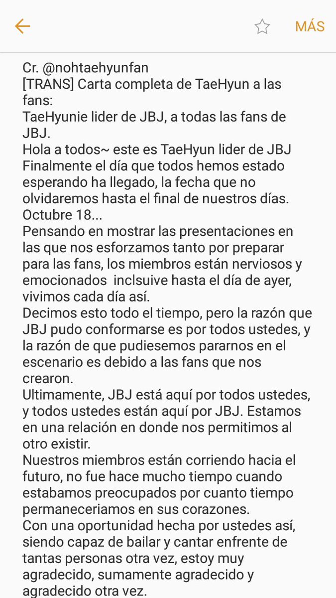 NohTaehyunChile's tweet photo. Carta completa de #NohTaehyun  a las fans, la traducción se hizo a partir de la traducción en inglés de @nohtaehyunfan 
#JBJ #JBJDebut https://t.co/atiYVandKf