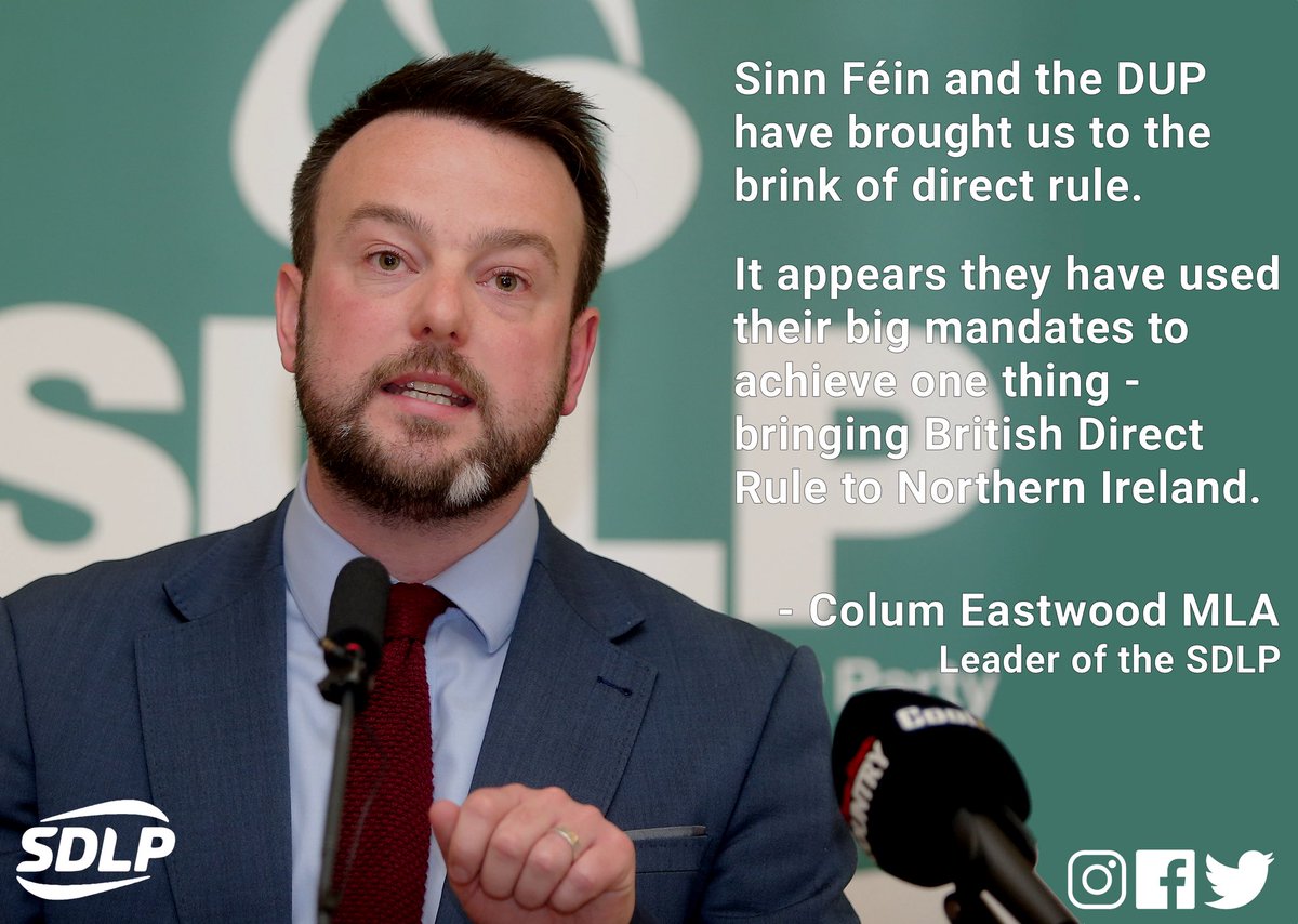 SDLPlive's tweet photo. There can be no return to British Direct Rule. 

♻️RT if you agree with @columeastwood and @SDLPlive https://t.co/9RCFG22lzN