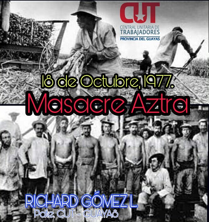 cut_guayas's tweet photo. Hoy se conmemoran 40 años de la #MasacreAztra en honor a aquellos que cayeron levantando su voz y soñaron con conquistar un nuevo amanecer. https://t.co/hQUqBuijf4