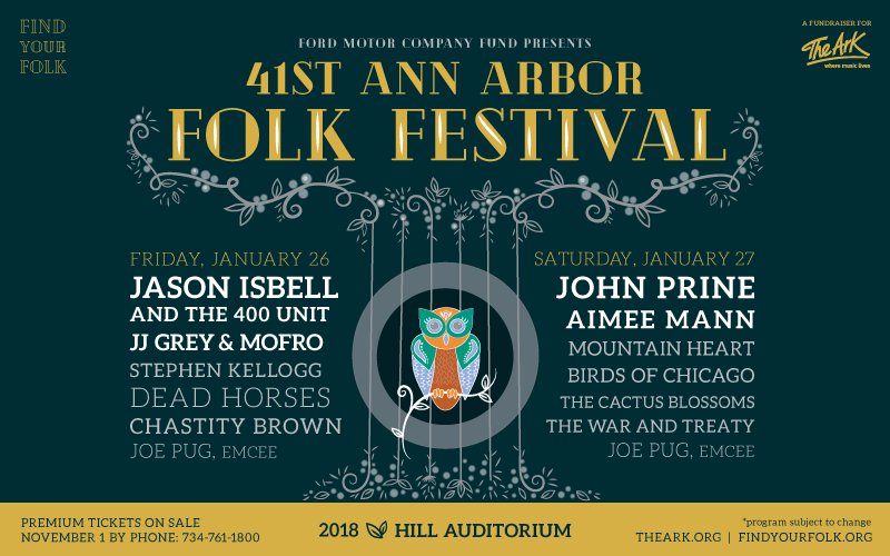 The Ark on Twitter "41st Ann Arbor Folk Festival Lineup Revealed! 