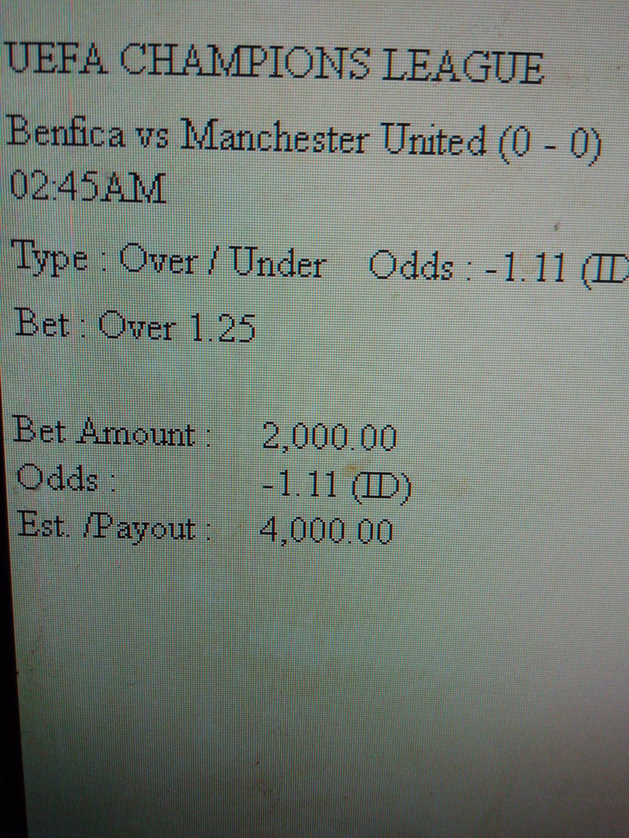 Match Benfica over 1 1/4 FT!
