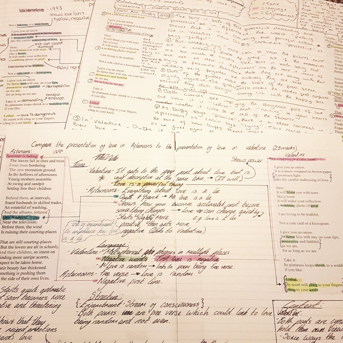 Double page poetry comparison planning was a hit. Visual, easy to link and plenty of space to develop ideas. #poetrycomparison #teamenglish