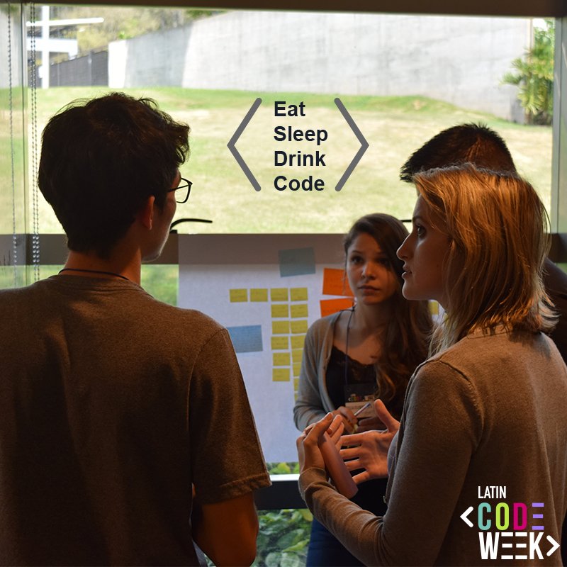 LatinCodeWeek's tweet photo. La rutina de todo #LatinCoder: Eat, Sleep, Drink & Code 🤓
#InspirandoJóvenes #SAP4good @SAPLatinAmerica @JAAmericas https://t.co/e4rGlUEb5z