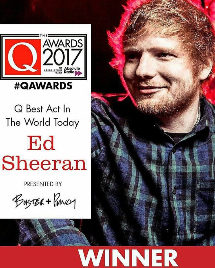 edsloudestcrowd's tweet photo. "Best Act In The World Today" ❤️ #QAwards2017 #EdSheeran #GetWellSoonEd #Sheerio https://t.co/WufPjNgUw2