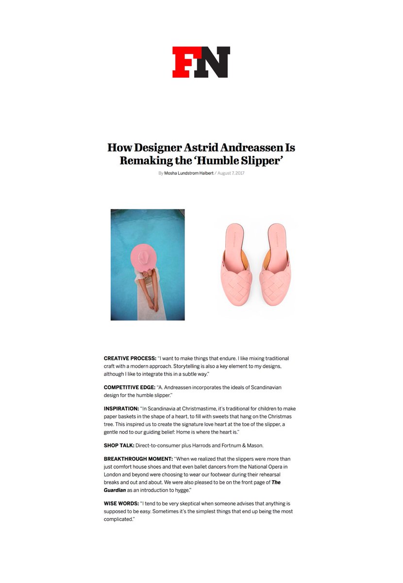 How designer <a href="/AANDREASSEN_/">A.Andreassen</a> is remaking the 'humble Slipper' <a href="/Drapers/">Drapers</a> footwearnews.com/2017/fashion/d…