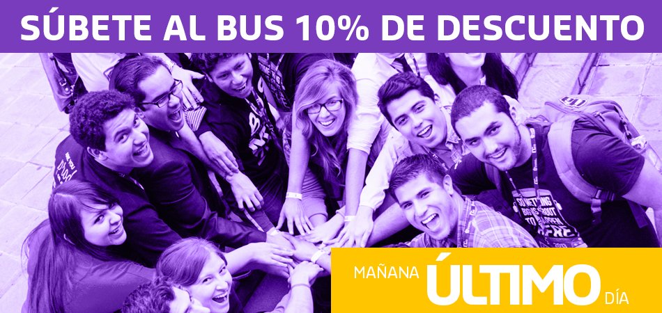 Mañana, último día del 10% de descuento al subir a tu Universidad al #BusChallenge 🚍👨‍✈️👩‍✈️ ¿Dónde? En ➡️ buschallenge.com/registro/