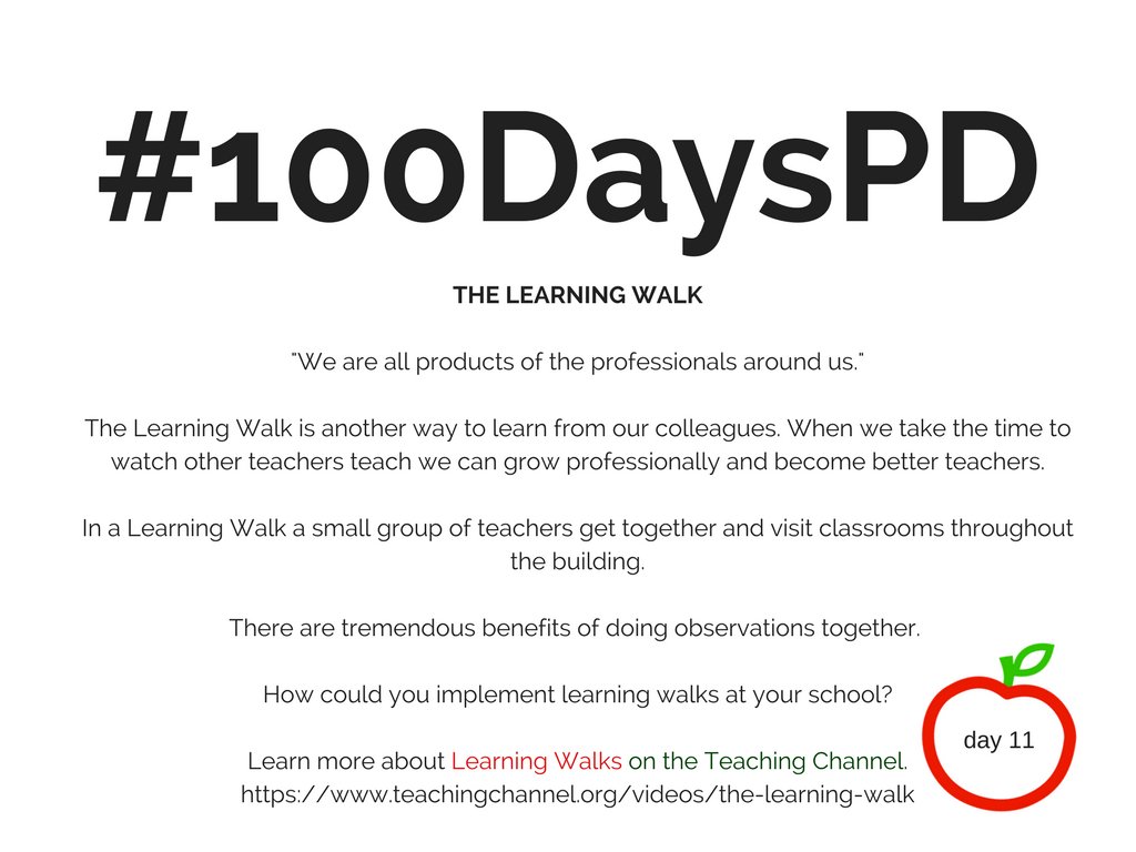 pdtalk47's tweet photo. Have you tried a Learning Walk at your school? #ThisIsMyPD #100DaysPD @TeachingChannel https://t.co/Fa89qUK0fv