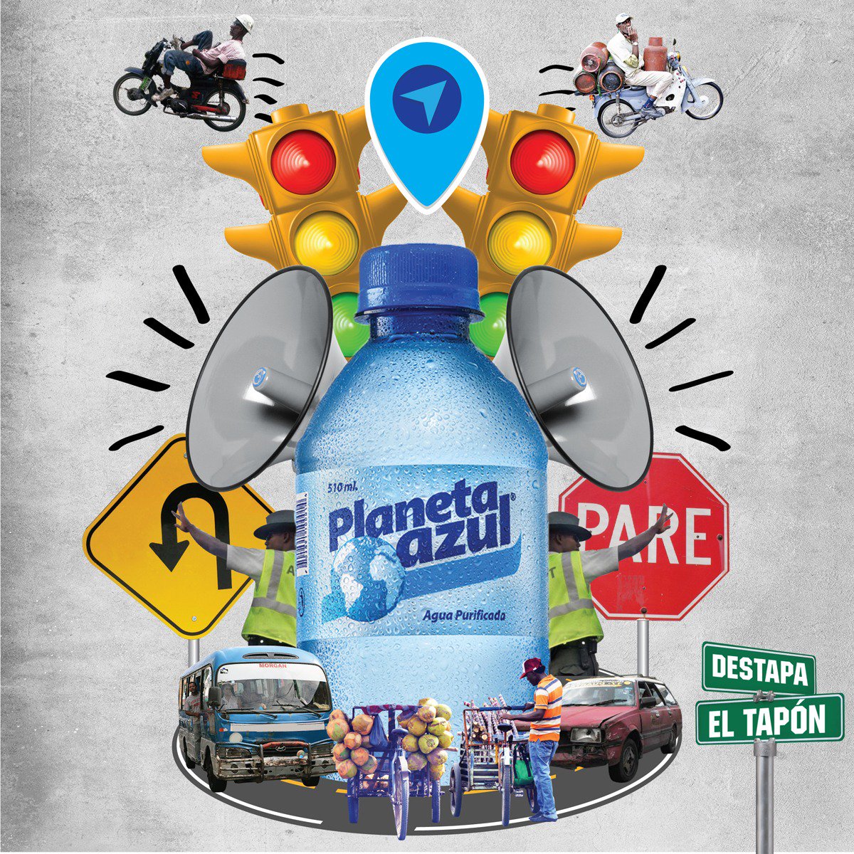 Destapa el tapón con tu #AguaPlanetaAzul 🔈🏍🚘