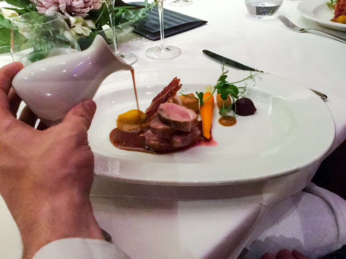 ArtSchoolLpool's tweet photo. Breast of Gressingham duck with roast plum & spiced blackberry jus perfectly paired with @CHChampagneUK Rose 2006 #MaverickEncounters 👌🏻🥂 https://t.co/xog25n08aD