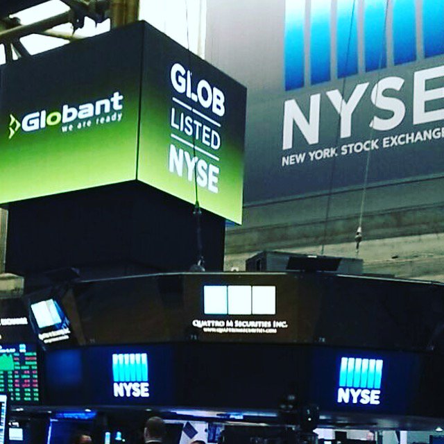 Globant's tweet photo. #Globant had the honor of ringing the closing bell @NYSE to kick off #ConVerge2017, which begins tomorrow at 8am EST. #AugmentedIntelligence https://t.co/YYJe6EjIxv