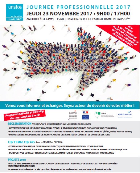 UNAFOS JP 2 0 1 7  JEUDI 23 NOVEMBRE 2017 • 9H00 / 17H00
AMPHITHÉÂTRE GPMSE + ESPACE HAMELIN, 17 RUE DE L’AMIRAL HAMELIN, PARIS 16ÈME