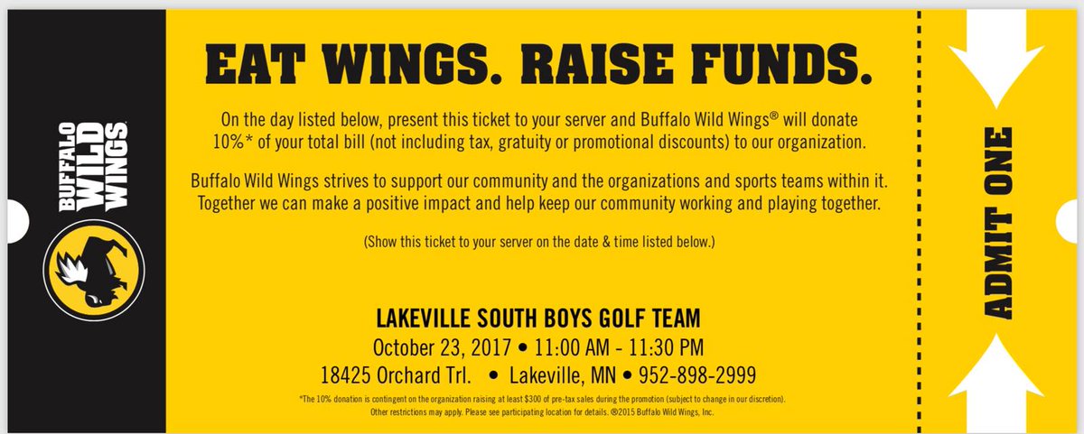 LVSouth_Golf's tweet image. Save the Date!  Head to Buffalo Wild Wings on Oct. 23rd to support the Lakeville South Boys Golf team.  Thanks for your support!
