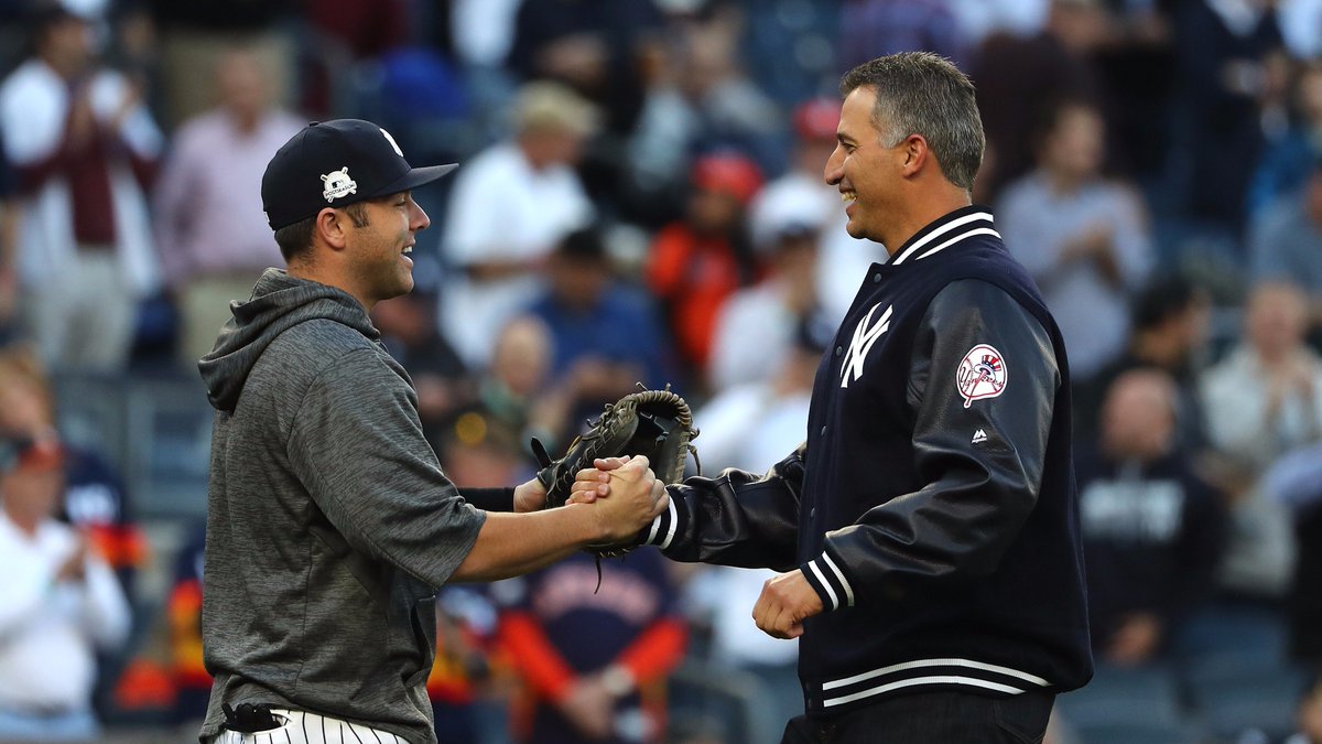 Yankees's tweet photo. ALWAYS good to see 4⃣6⃣ at the Stadium. 🙌 https://t.co/s87lcqcLS9