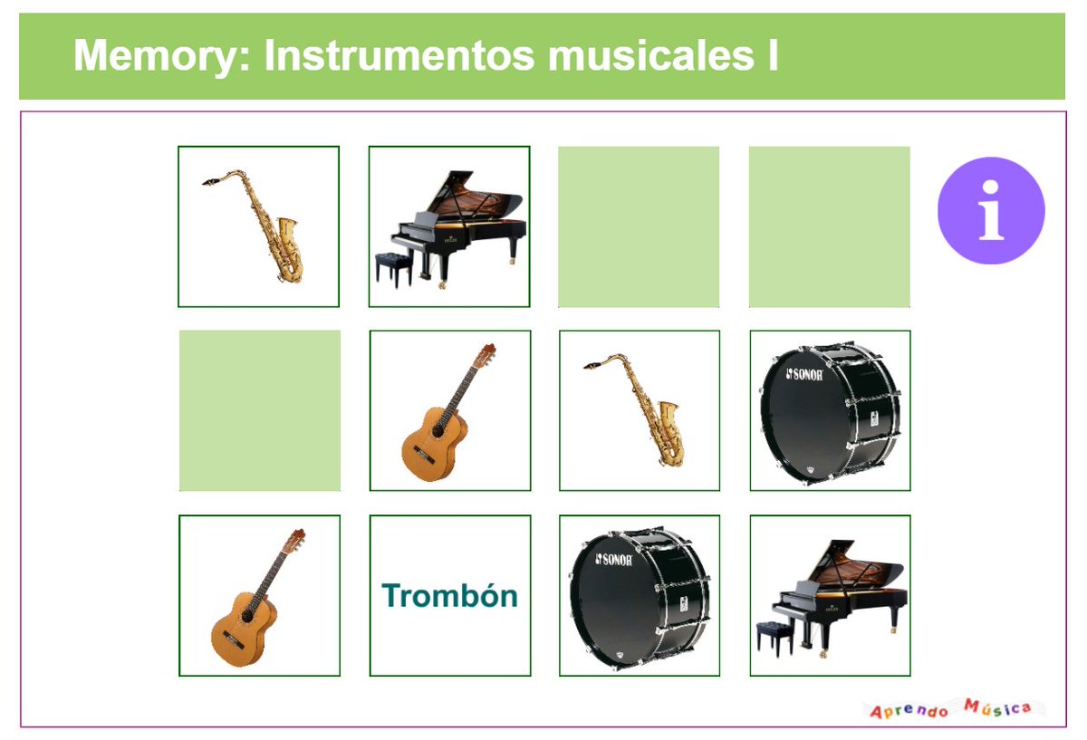 Aprendo Música on Twitter: "Memory para trabajar los instrumentos ...