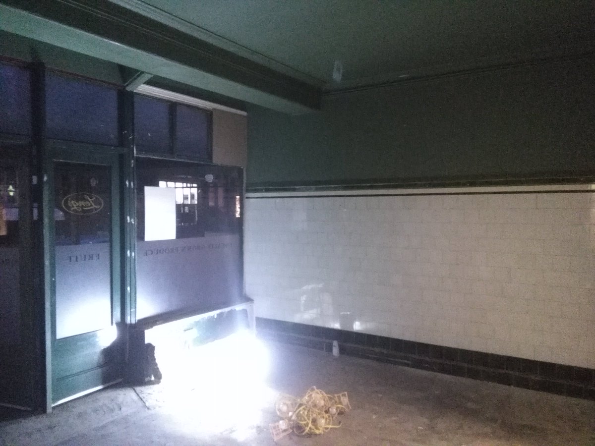 cold_bath_deli's tweet photo. What a difference a day makes! Ceiling and walls painted a brave (???) shade of green. https://t.co/Crn8KalRje