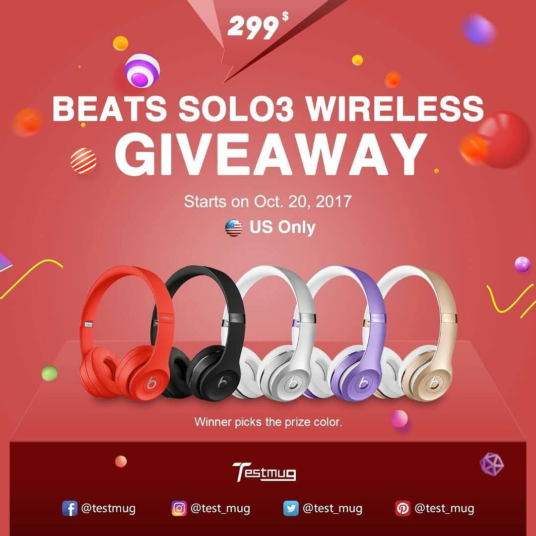 test_mug's tweet photo. Good News!Latest Giveaway: Beats Solo3 giveaway starts on Oct.20,2017. Follow to get the contest info.Share and tell your friends.Good Luck https://t.co/QQsqGaBZtU