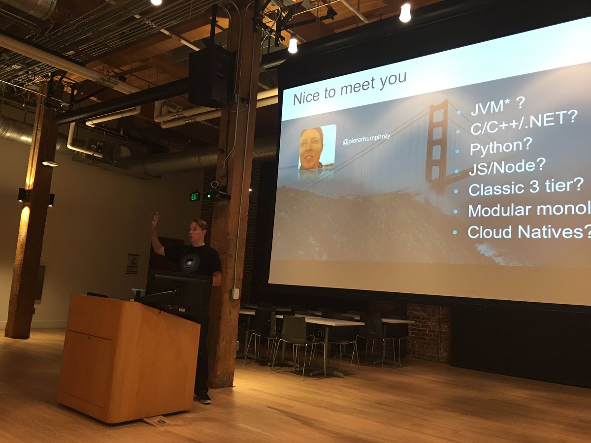 MicroservicesSf's tweet image. The very funny and compelling @PieterHumphrey !