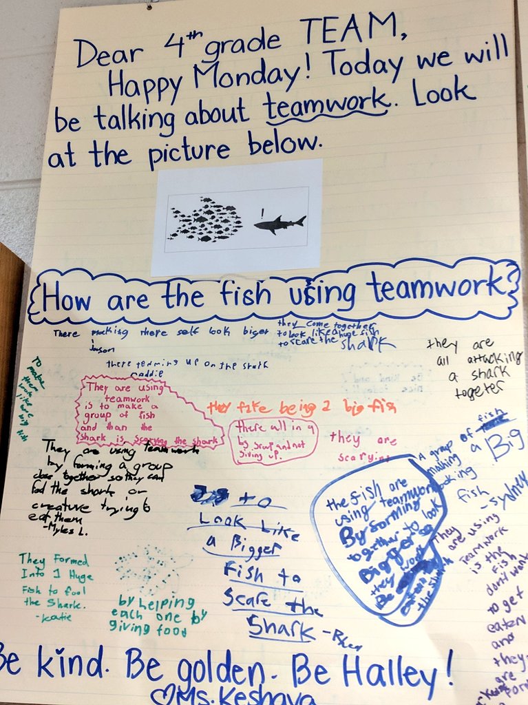 MsKeshava's tweet photo. #morningmeeting is an important part of our day.  Here's a peek at some of the messages that help us start our day! #HornetsHelpingHornets https://t.co/P7ghKXh7Bi