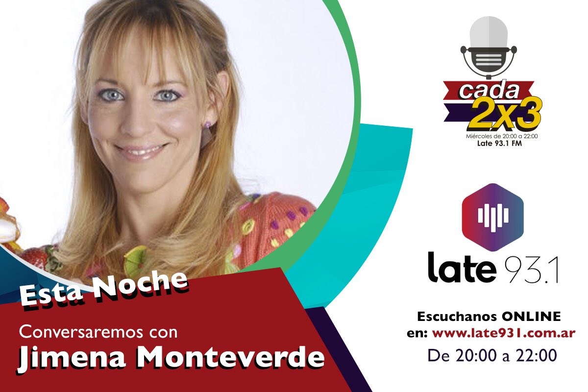 cada2x3radio's tweet photo. Esta noche nuestra conversación con la Genia de la #Cocina @jimenacocinaok en #Cada2x3Radio por @Late931Oficial  #recetas #buenosaires #BA https://t.co/i5M5rDCVDi
