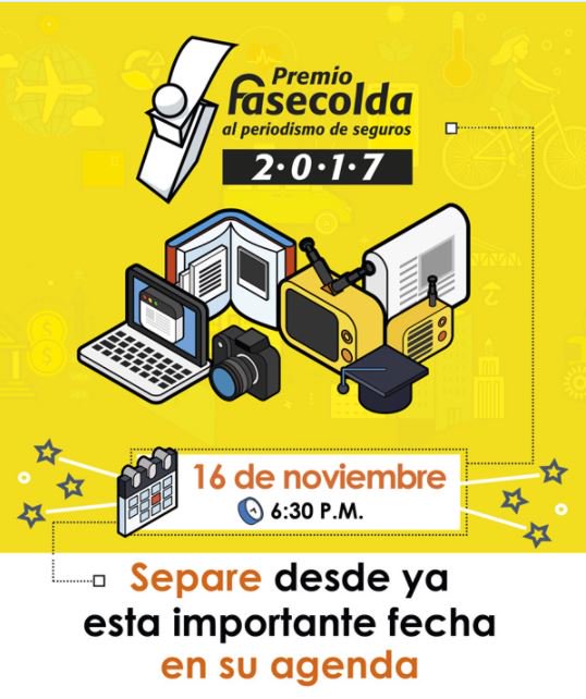 FasecoldaOficia's tweet photo. #SaveTheDate Jueves 16 de noviembre, gran gala de los Premios Fasecolda al Periodismo de Seguros 2017. https://t.co/TnQAKdPt3f
