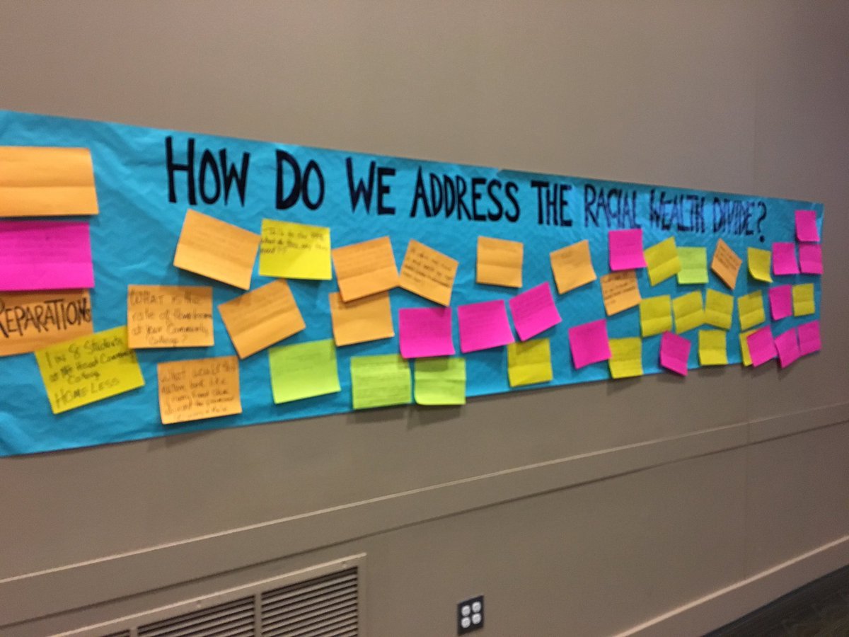 SolanaRice's tweet photo. Attendees at #ReConf2017 in OR digging into addressing the racial wealth divide. Fantastic ideas! https://t.co/9beMLh2fSO
