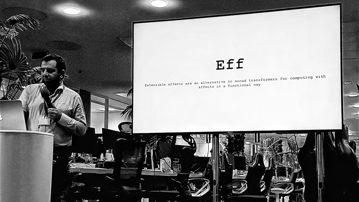 a_lorenzani's tweet photo. #Eff as #extensible #effects as alternative to #monadtransformers - #scalaCentral @Scala_Central @babylonhealth #scala #monads #freemonads https://t.co/aydgahjJSR