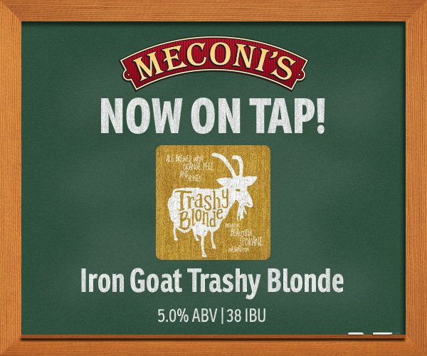 MeconiPub's tweet photo. Now on tap at Meconi’s Pub: Trashy Blonde from Iron Goat Brewing. https://t.co/tcaTQh9D4l