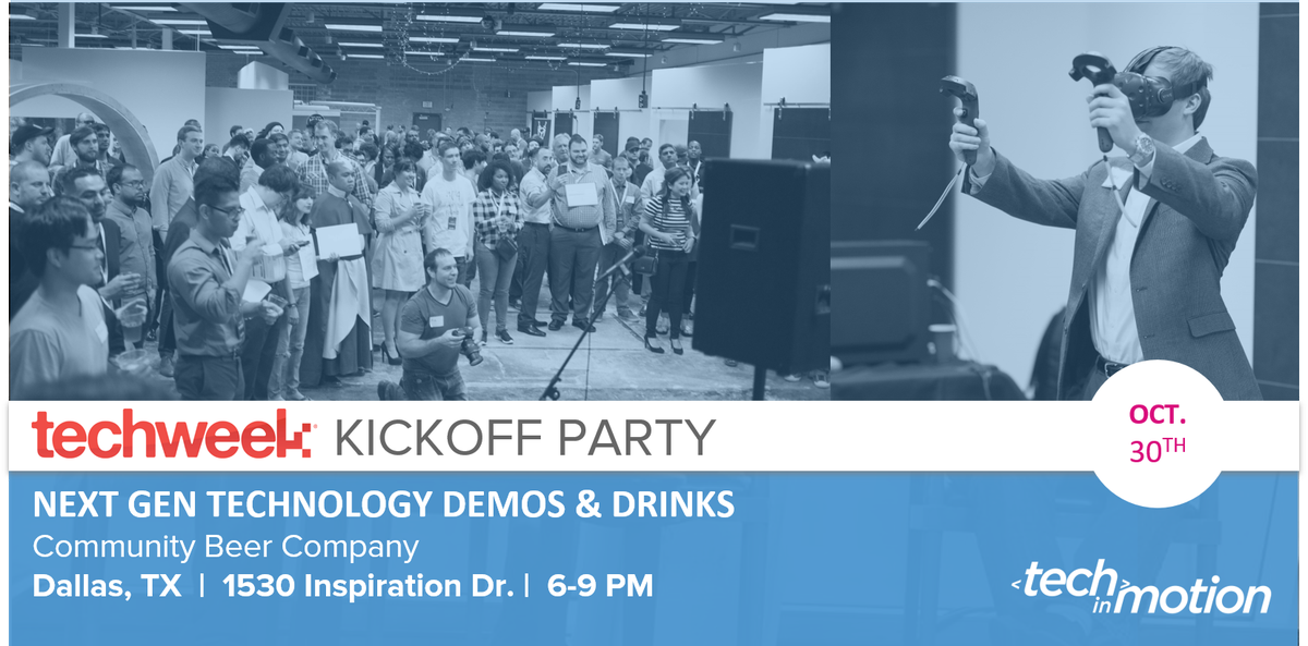 Tech_in_Motion's tweet image. It's time...#techweekdfw is back and we're hosting the kickoff party. Get your RSVP in, this will be at capacity! bit.ly/2xOtyWn