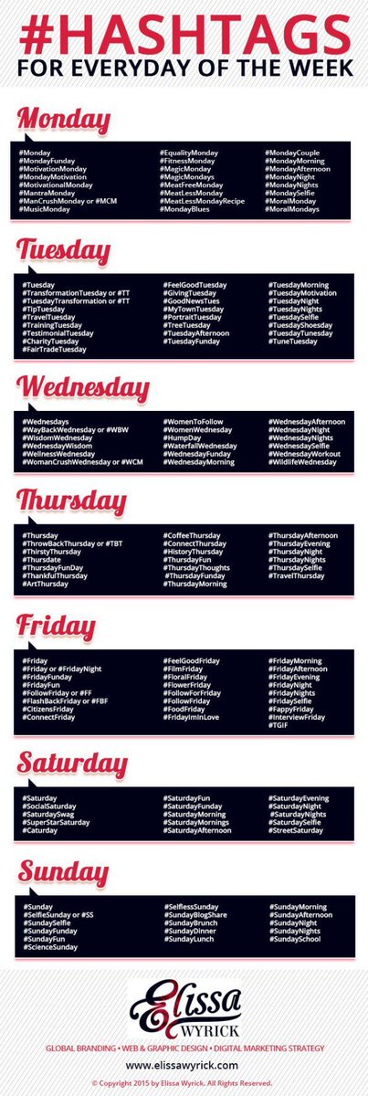 VloggingGuides's tweet photo. Wanting some fun hashtags for your social media strategy? Here's a bunch for every day of the week! https://t.co/YfiaP8qrS9 https://t.co/v9kXIVzECW