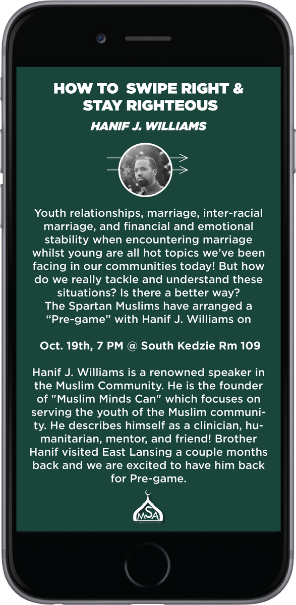 SpartanMuslims's tweet photo. We are bringing in Hanif J. Williams all the way from Virginia tomorrow night for a super exciting and interactive event! hope to se you all https://t.co/NU1q57mhkC
