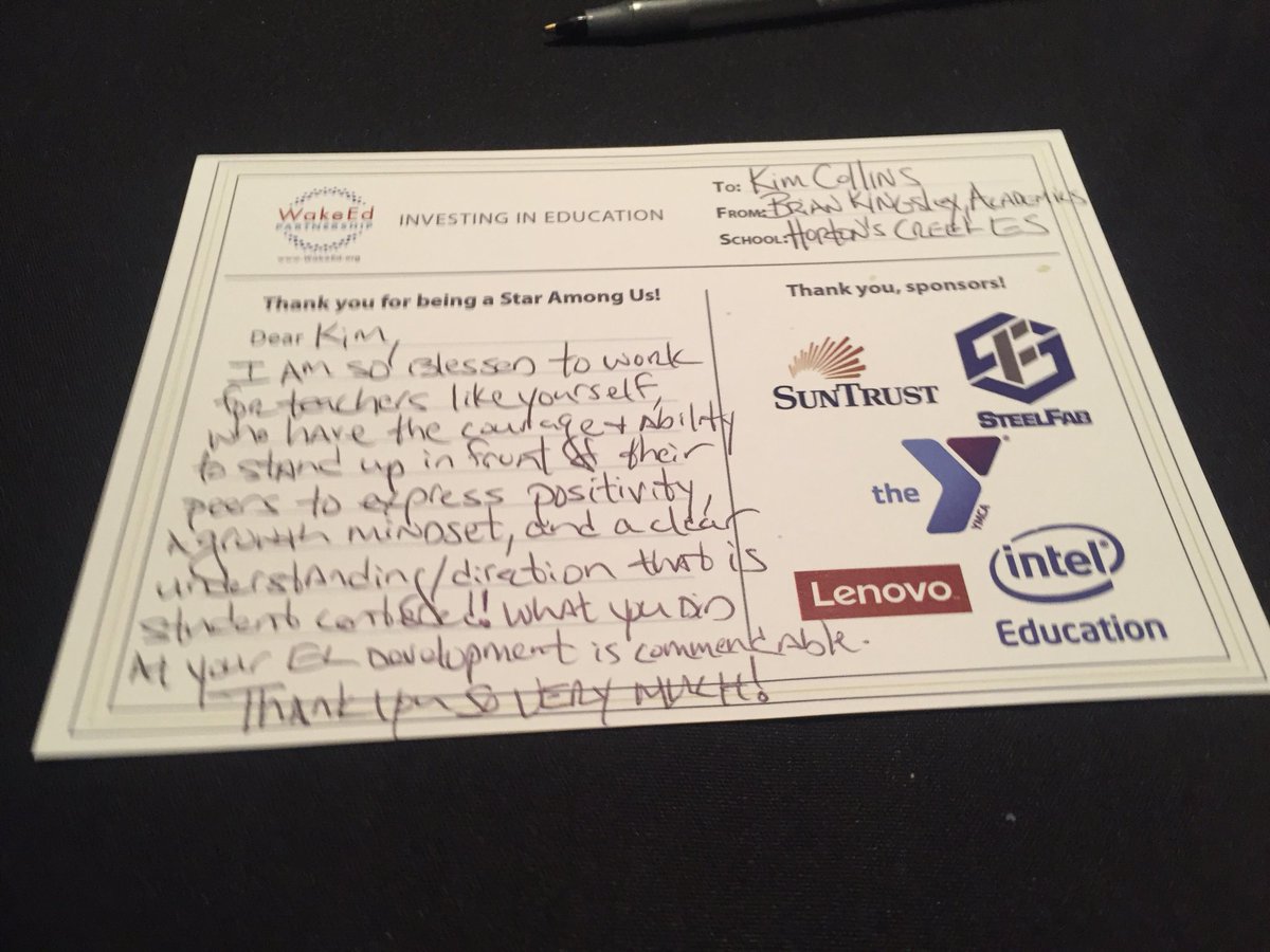 edukings's tweet photo. .@kimmykcollins Tonight we were asked to identify a Star of Education: I wrote to you! #WakeEdStars #WhatStartsHereChangesEverything https://t.co/TI7Wfasy7f