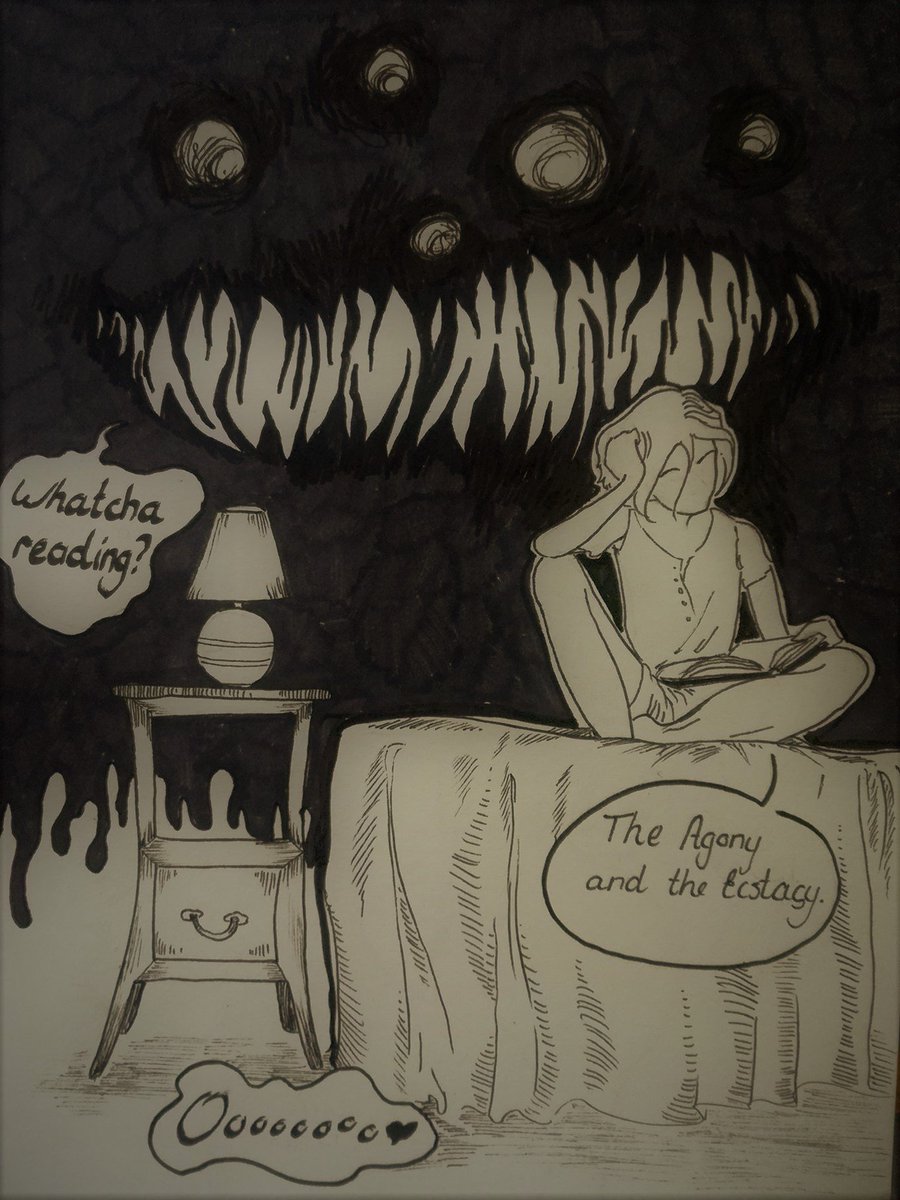 AphroditeBoowc's tweet photo. Every time a ghost says "ooOOoooOOOoo" they're actually just impressed with your reading material.
#inktober #overlyfamiliar
#monster
#book https://t.co/8HqDIRhtmf