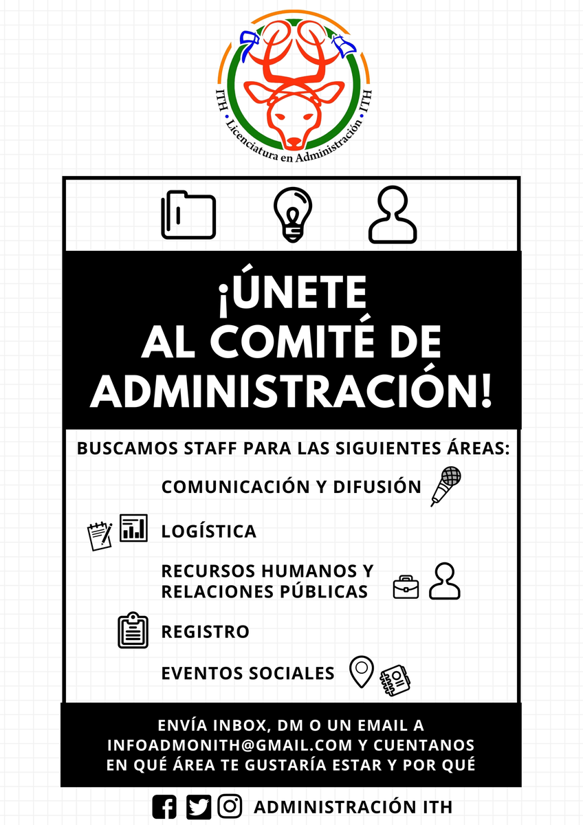 admonITH's tweet photo. ¡Forma parte del Comité de la carrera! 
Envíanos mensaje con el área en que te gustaría estar y por qué.
#AdmonITH 💡 https://t.co/PgX6q1oi00