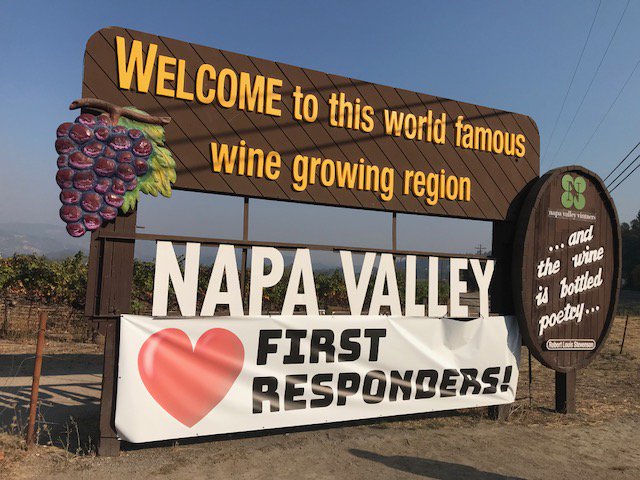 NapaVintners's tweet photo. We are so grateful and thankful to all the first responders who have helped fight the local wildfires. #NapaValleySpirit #CAWineStrong https://t.co/ZqkSHByPMH