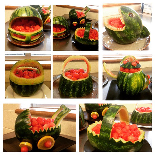 AHSculinary's tweet photo. Watermelon Art #gardemanger #culinaryartsII https://t.co/CmvPr5EE6U https://t.co/C5IDd97eSW