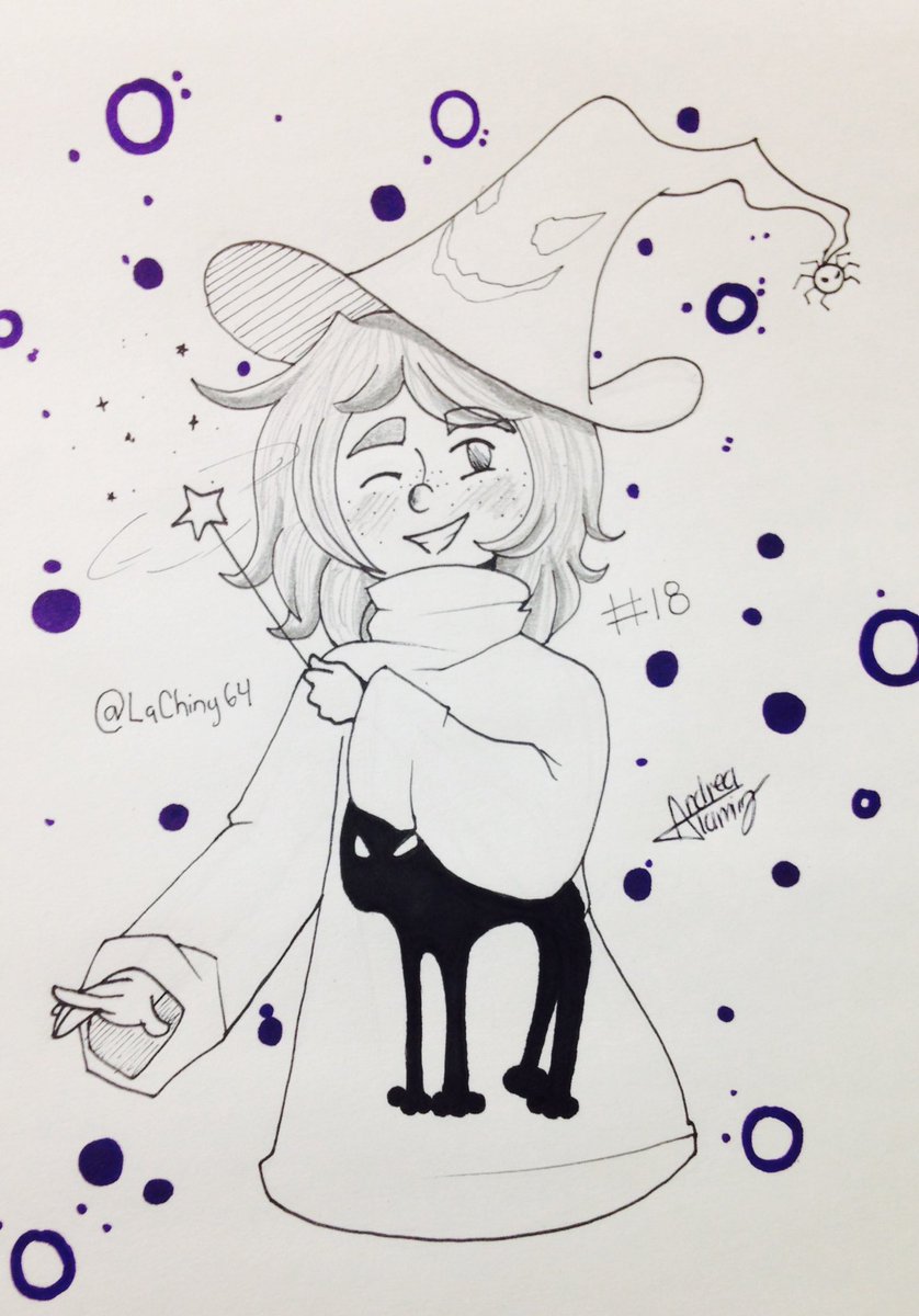 Bus_LaChiny64's tweet photo. My baby Mason is a spoopy witch!! 
#Inktober2017 #18 https://t.co/R1tSzosVCP