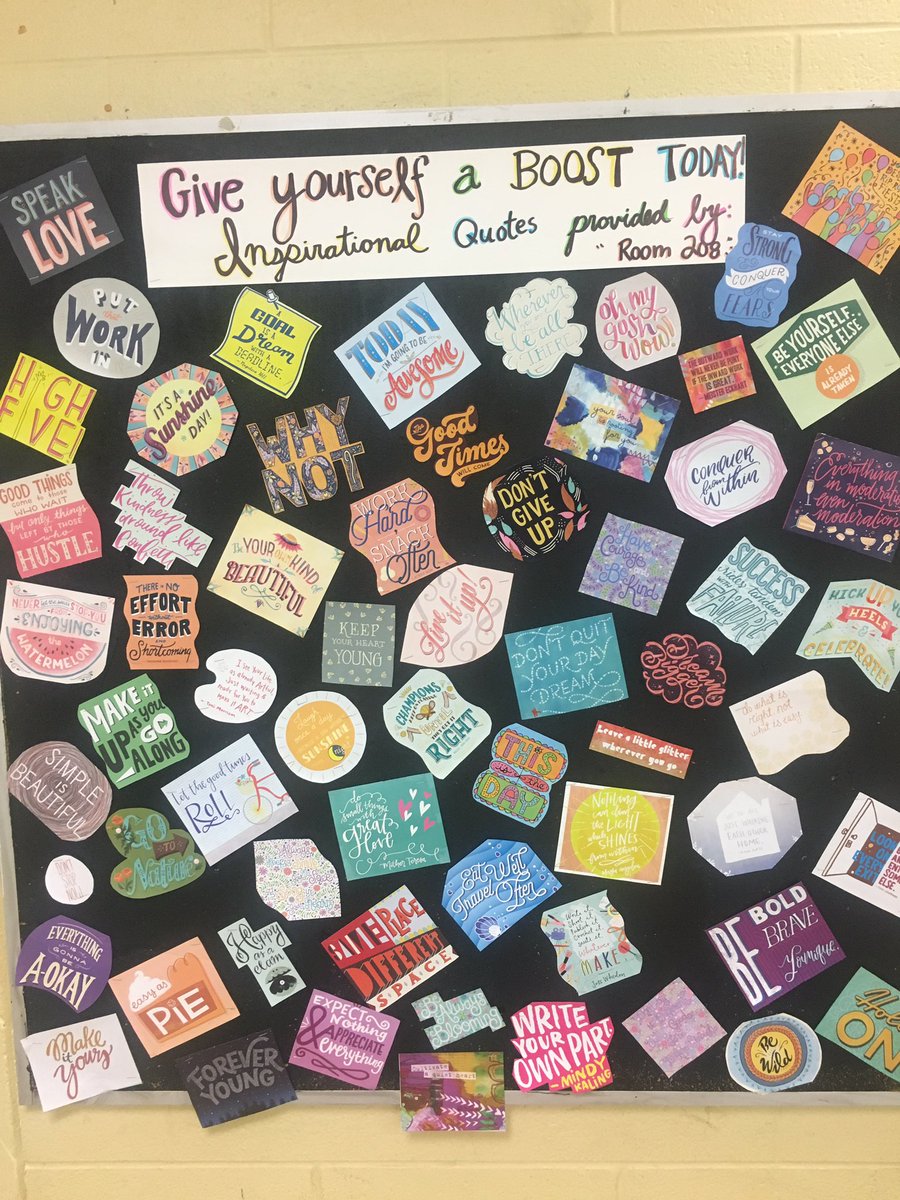 HeatherKearns6's tweet photo. Our inspiration wall in the Intermediate space @tdsb_SMPS We've collected them for months and put them up to promote #MHWB #IntermediateHSP https://t.co/4rnZvXXA7o