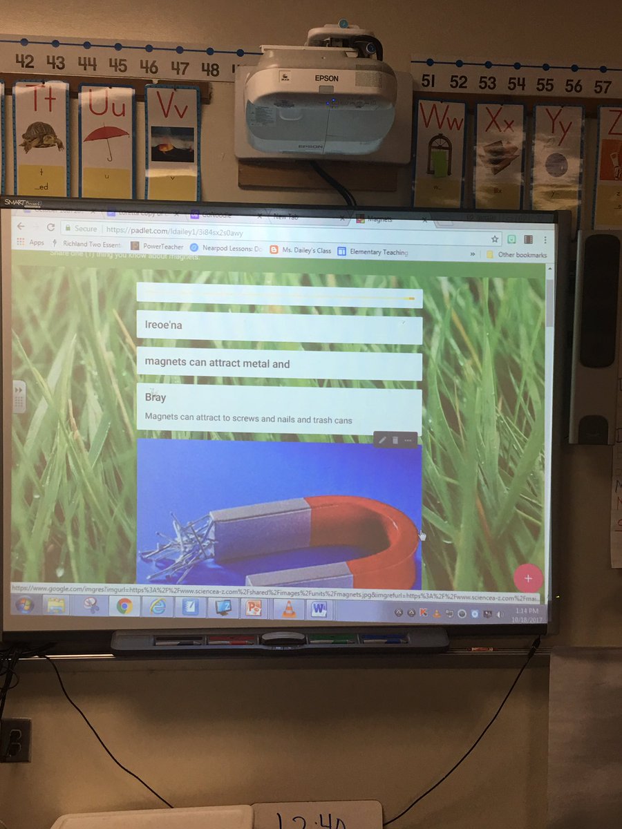 Students used Padlet to show what they know about magnets.