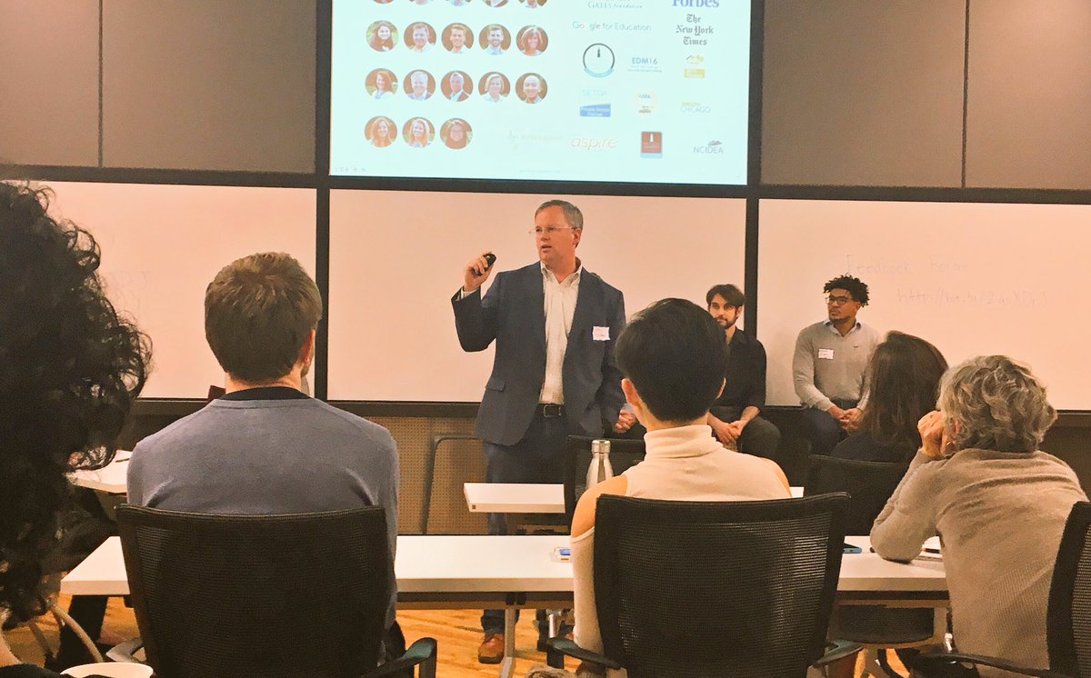 DukeLearning's tweet photo. Karl Rectanus of @LearnTrials rounding out pitches at #EdtechDemoNight https://t.co/Dih01AQ36K