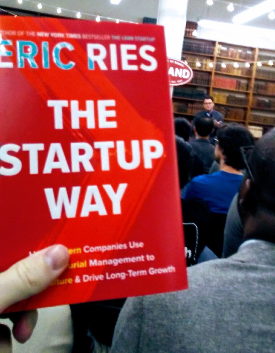 Eric1868's tweet photo. Great talk with @ericries &amp; @bethcomstock on driving structured innovation in orgs of all sizes. Now, diving into the new book #startupway https://t.co/9el58Yl2P2