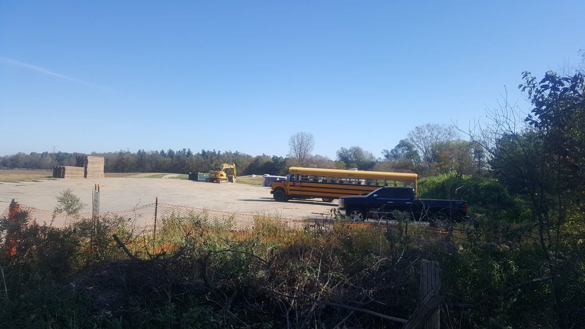 lulex's tweet photo. Ground littered with lots of muddy tires. Wooden platforms in fields installed at Enbridge Line 10. #exposeline10 https://t.co/uBgacQWFzs