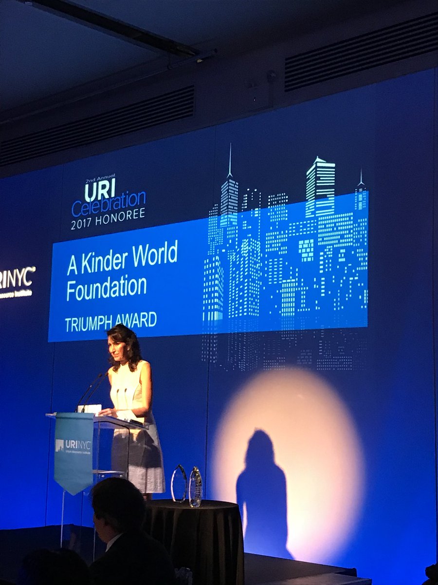 URI_NYC's tweet photo. Founders of A Kinder World Foundation David and Diana Swartz receive the Triumph Award. Thank you for all that you do. #URINYC #KinderWorld https://t.co/Nu1duwRrEm