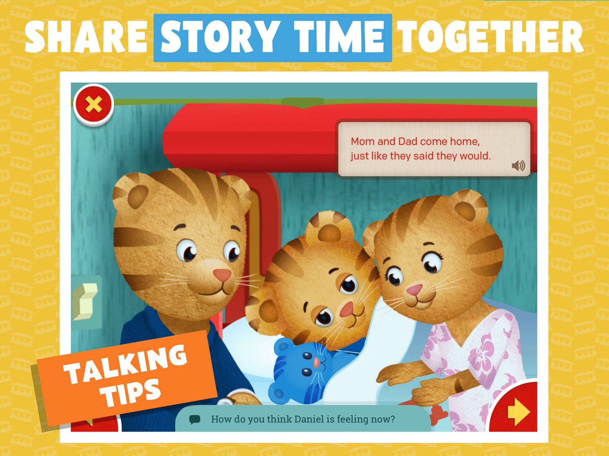 PBSKIDS's tweet photo. Looking for a bedtime story? Daniel Tiger's Storybooks app allows your child to read with their favorite neighbor: https://t.co/2JvW08lxGQ. https://t.co/cH544BIC00