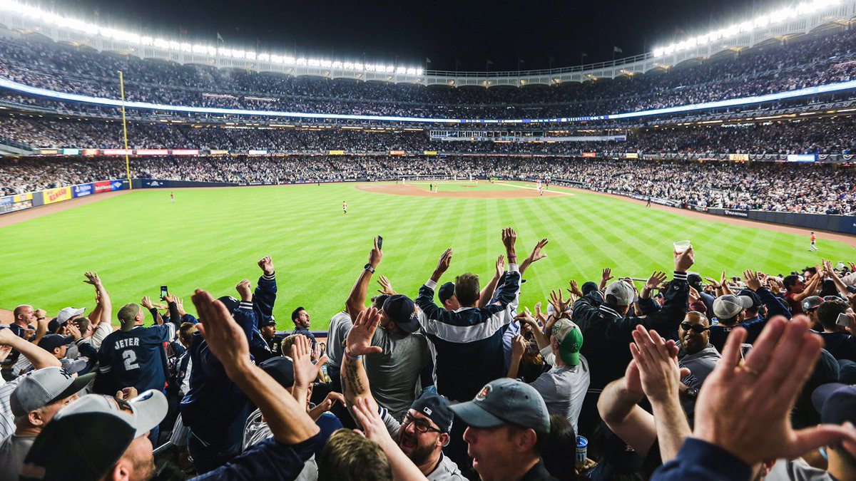 Yankees's tweet photo. Pure pandemonium.

#PinstripePride https://t.co/8gCLqvrrXR